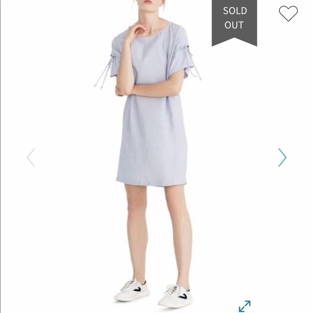 Madewell Stripe Lace-Up Sleeve Dress
